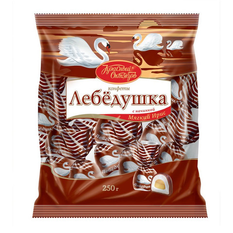 Конфеты шоколадные Красный Октябрь Лебедушка с начинкой Мягкий ирис 250 г