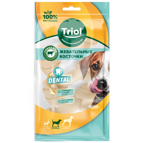 Triol косточки жевательные DENTAL узловые белые, 10см (уп.3шт.)
