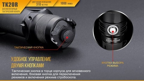 Фонарь светодиодный Fenix TK20R, 1000 лм, аккумулятор*
