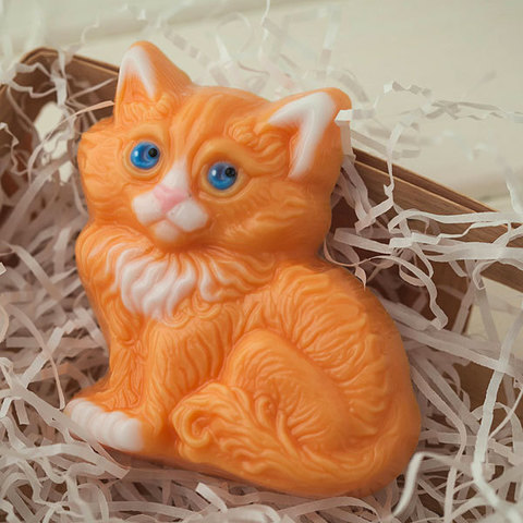 Пластиковая форма для мыла Сидящий котенок
