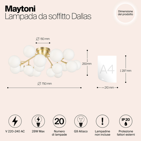 Потолочный светильник Maytoni Dallas MOD545CL-20BS