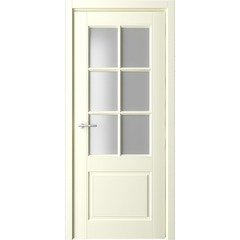 Межкомнатная дверь эмаль Классика 4 слоновая кость со стеклом