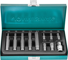 Jonnesway S29H4111S Набор вставок-бит 10 мм DR SPLINE с переходником, 11 предметов 47395