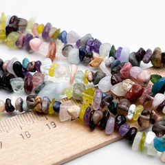 Натуральные камни микс бусины, крошка 4-9 мм, цена за нить 38 см