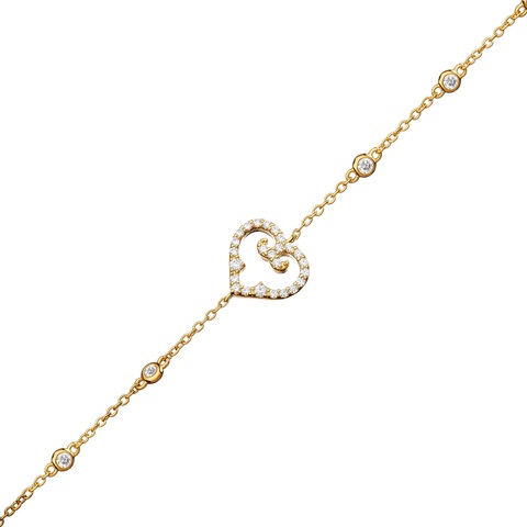 Браслет Сердце Мини Желтое Золото 25