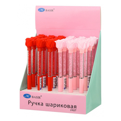 Ручка шариковая, автоматическая, Basir, синие чернила, серия "Роза", с поворотным механизмом и стразами, 24 шт