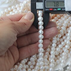 Жемчуг натуральный речной, круглый, 7-8 мм, 1 нить, Ж012