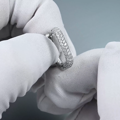 Серьги-конго мягкий прямоугольник из серебра 925 пробы в обсыпке из фианитов