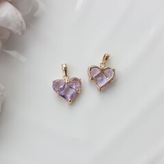 Подвеска Сердце с сиреневым фианитом, 14 мм, позолота, П544