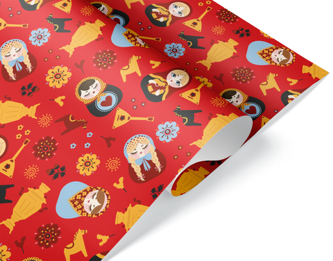 Упаковочная бумага, Матрешки, 80 г, 0,7*1 м, 5 листов