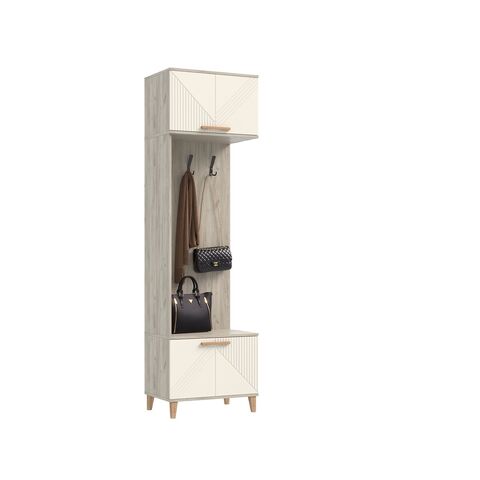 Ирис Прихожая Шкаф с вешалками (Кашемир, Дуб Крафт серый)