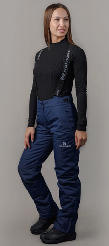 Премиальные теплые зимние брюки Nordski Mount Dark Blue женские с высокой спинкой