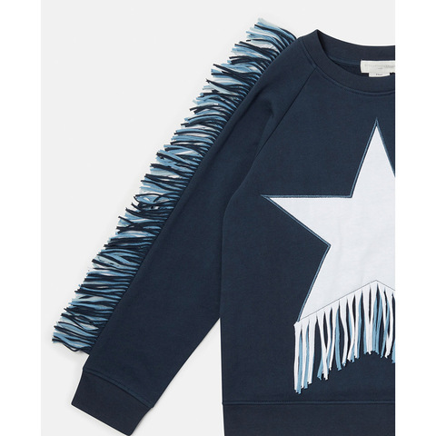 Свитшот Stella McCartney Kids Fringed Star Navy