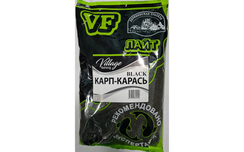 VF Карп-карась  ЛАЙТ BLACK ( КЛУБНИКА ) 0,9 кг/ 10 шт/уп цвет прикормки чёрный