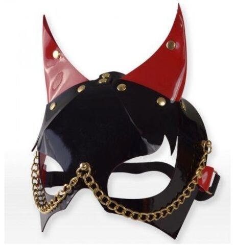 Черно-красная маска с рожками - Sitabella BDSM accessories 3190-12