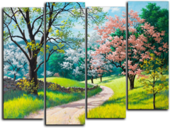 Модульная картина "Цветущий лес"