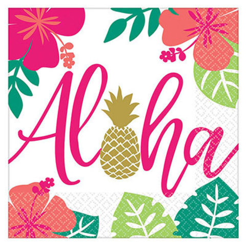 Салфетки большие ALOHA Фламинго, 16 штук