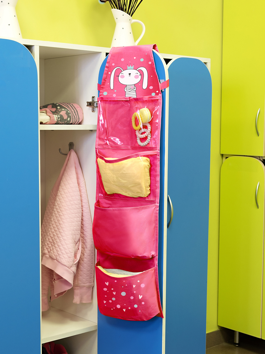 Кармашки в садик для детского шкафчика 83х24 см, Зайка