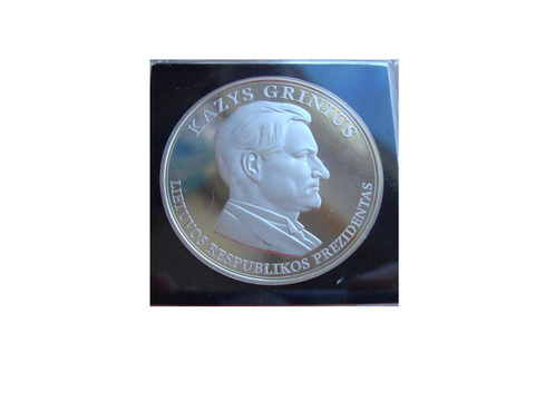 Литва медаль 2011 Президент Казис Гринюс 1926 СЕРЕБРО сертификат