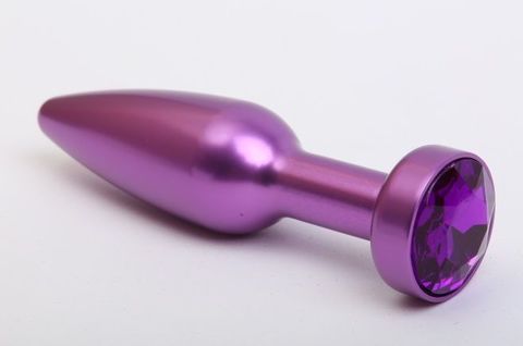 Фиолетовая анальная пробка с фиолетовым стразом - 11,2 см. - 4sexdreaM 47417-5