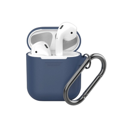 Чехол силиконовый Deppa для AirPods с карабином D-47013 1.3мм Синий