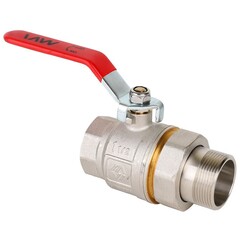 Кран латунный шаровой MVI BV.520, DN 40, PN 40, никелированный, полнопроходной, американка, рычаг