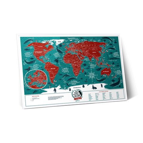 1DEA.me Скретч Карта Мира Marine, 60 × 40 см