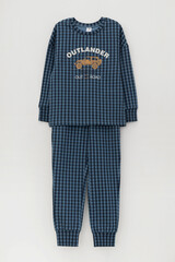 Пижама  для мальчика  К 1598/синий джинс,маленькая клетка