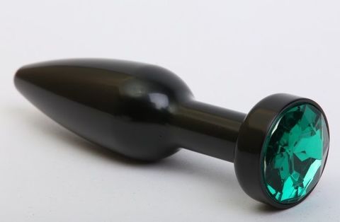 Чёрная удлинённая пробка с зелёным кристаллом - 11,2 см. - 4sexdreaM 47416-6