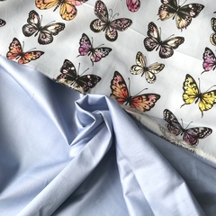 Ткань хлопок сатин с эластаном голубой 2097