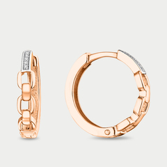 Серьги-конго женские с фианитами из розового золота 585 пробы (арт. С4941)