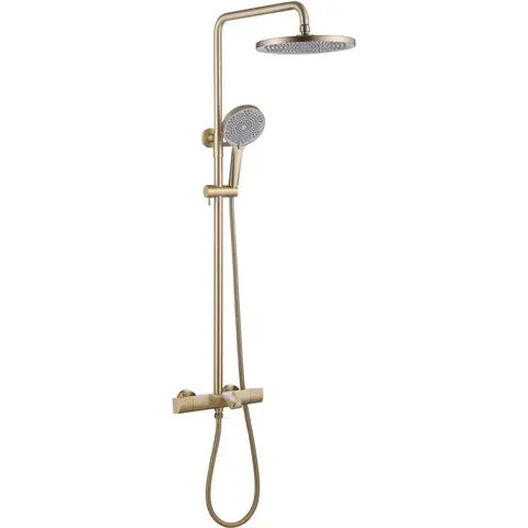 Abber AF8516GL Душевая стойка Abber Thermostat AF8516GL с термостатом и изливом, золото матовое