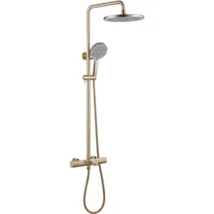 Abber AF8516GL Душевая стойка Abber Thermostat AF8516GL с термостатом и изливом, золото матовое фото