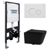 Abber Rechteck AC1201MB-AC0105-AC0121MW Комплект подвесной унитаз черный матовый с инсталляцией AC0105 и кнопкой AC0121MW белая матовая