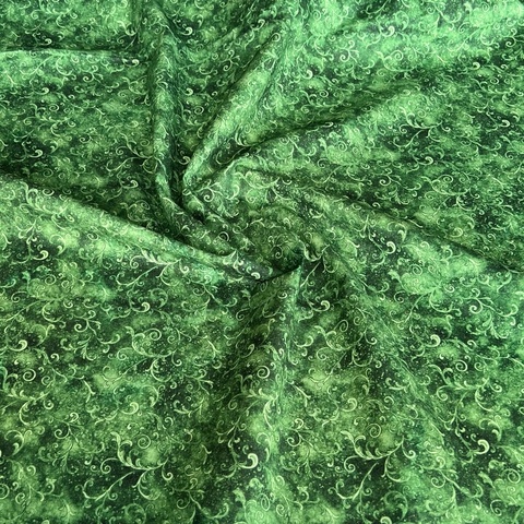 В ПУТИ, ВИТИЕВАТЫЙ УЗОР, ТЕМНО-ЗЕЛЕНЫЙ - 100% ХЛОПОК