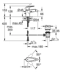23331001 BauEdge Смеситель для биде EcoJoy,рычажный донный клапан