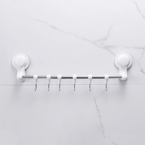 Полка для ванной с крючками, цвет: белый