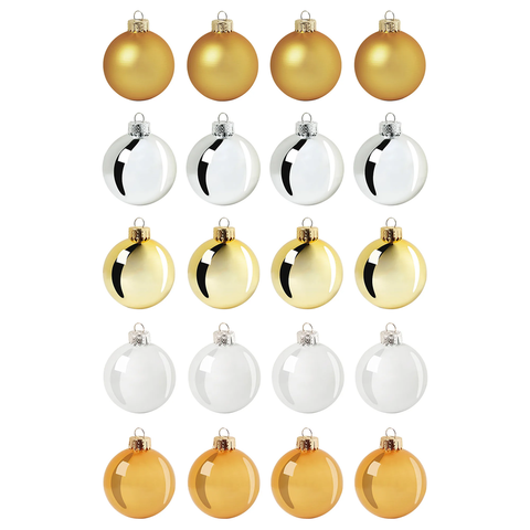 Набор ёлочных украшений (шар) Vintertid , 20 шт, 6 см, пластик, золотой/серебристый