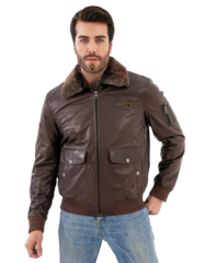 KHIMEONE Мужская кожаная демисезонная куртка (натуральная кожа, овчина)