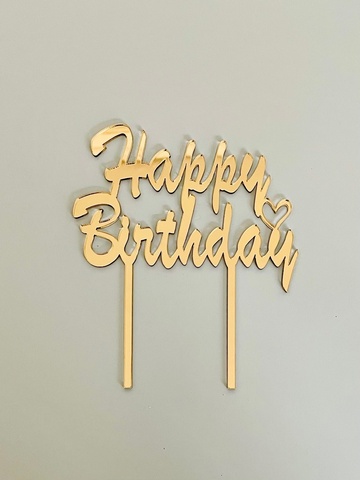 Топпер Happy Birthday1 пл.зеркальный золото