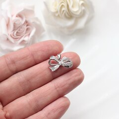 Подвеска Бант с фианитами 19*12 мм, родий, П627