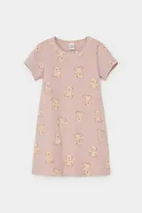 сорочка  для девочки  К 1156/кофейный,медвежонок с бантиком