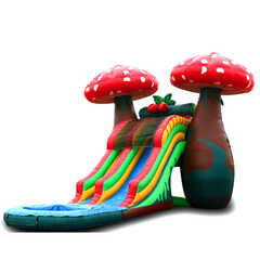 Надувная прямая водная горка с бассейном «Грибной акварай» 7x4x5 м