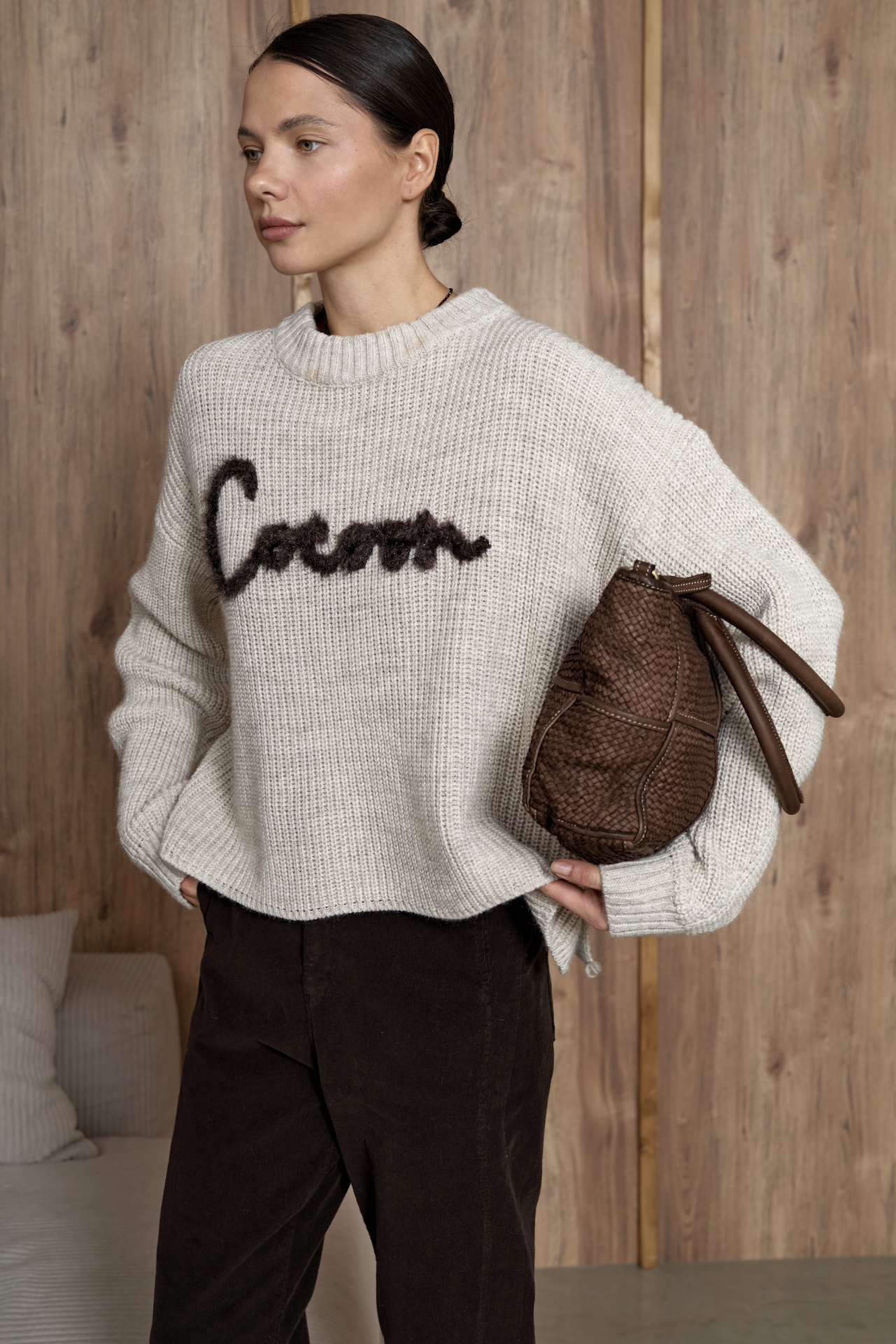 Свитер крупной вязки с добавлением альпаки