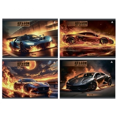 
          Альбом для рисования А4 12л., Alingar, на скрепке, мелованный картон (стандарт), 100 г/м2, "Авто", 4 дизайна в пленке т/у