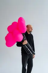 Букет из шаров Розовые сердца неоновые