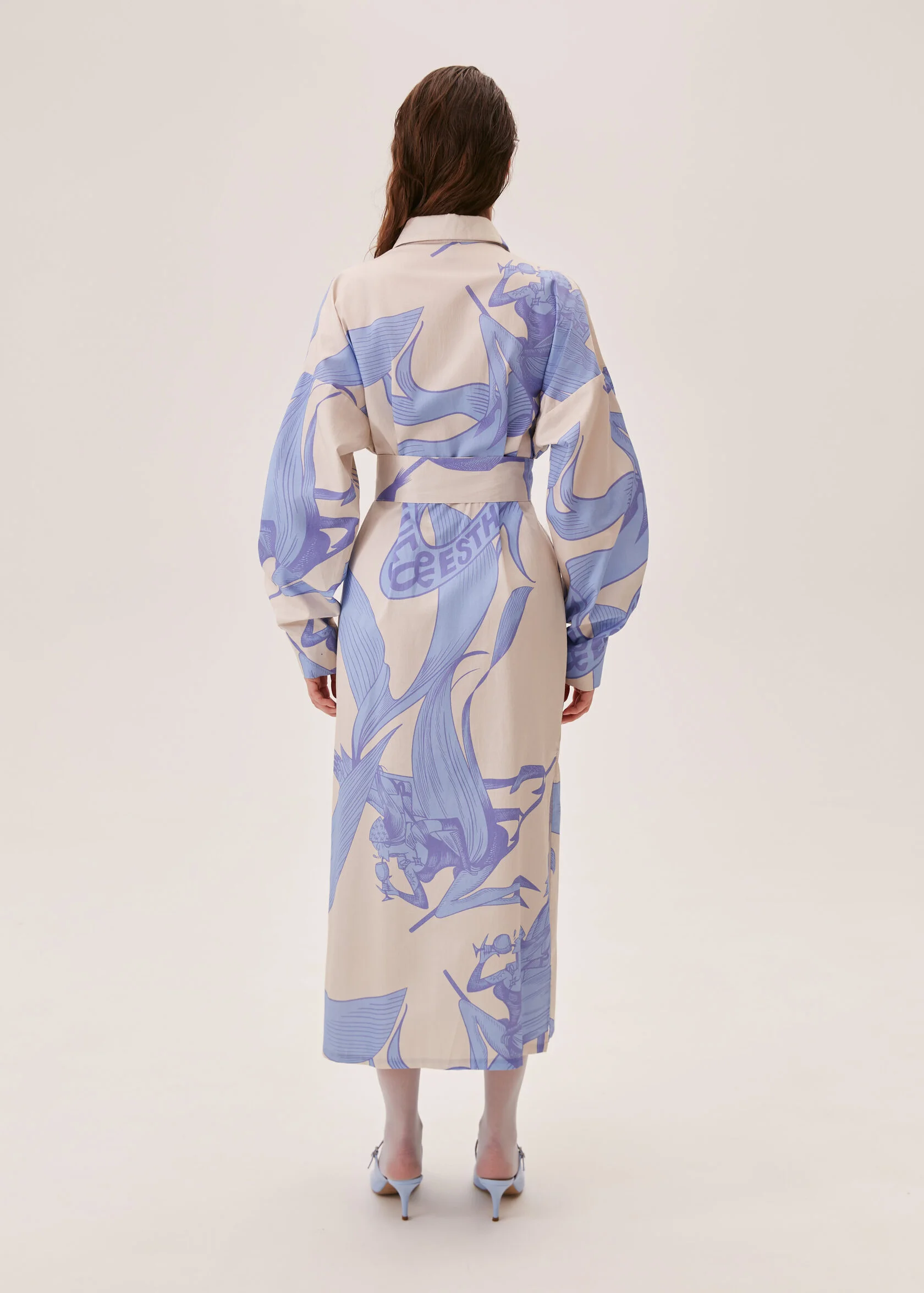 Платье-макси LOVERS бежево-голубого цвета