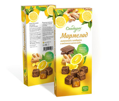 Мармелад 150 г Лимонный с имбирем в темном шоколаде.