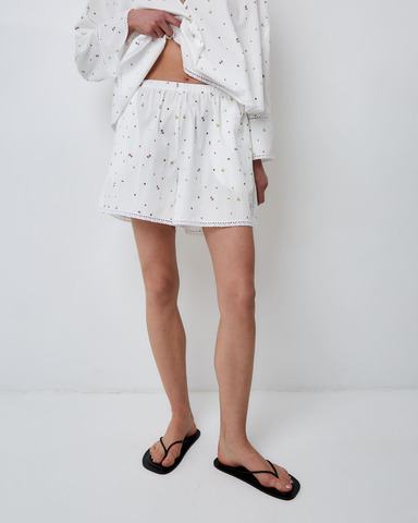 Шорты из смесового хлопка малина белый