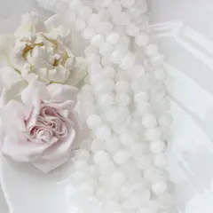 Селенит бусины, шарик, белый, 6 мм, 1 нить, К018